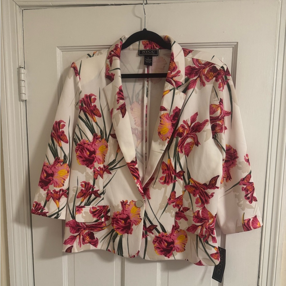NYC Women's Floral Blazer - Pink and White